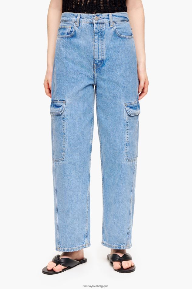 vêtements Bimba Y Lola pantalon cargo en jean bleu HV4486507