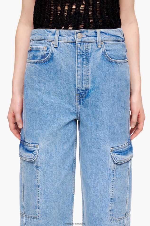 vêtements Bimba Y Lola pantalon cargo en jean bleu HV4486507
