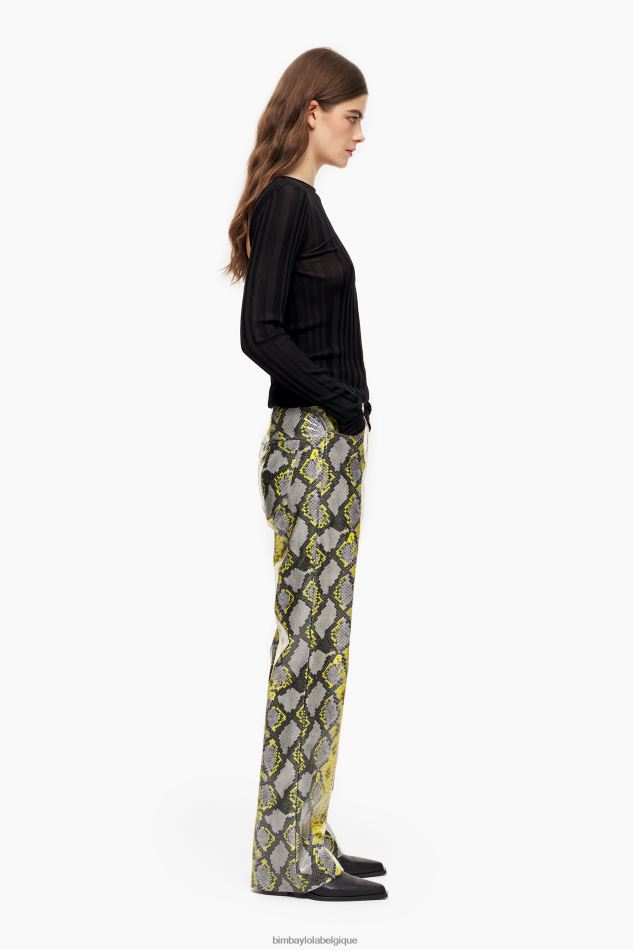 vêtements Bimba Y Lola pantalon droit à imprimé python jaune HV4486434