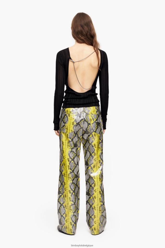 vêtements Bimba Y Lola pantalon droit à imprimé python jaune HV4486434