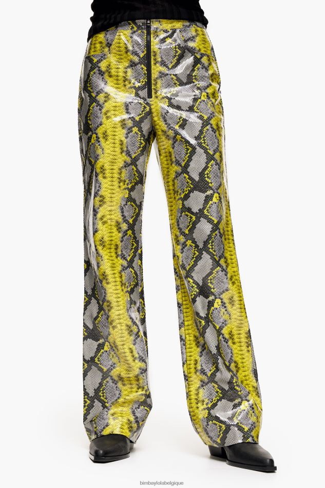 vêtements Bimba Y Lola pantalon droit à imprimé python jaune HV4486434