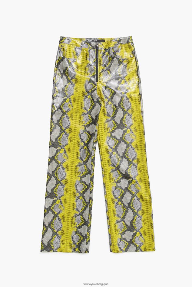 vêtements Bimba Y Lola pantalon droit à imprimé python jaune HV4486434