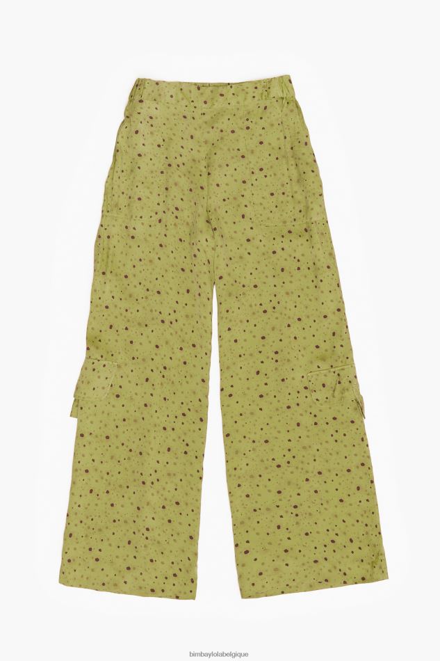 vêtements Bimba Y Lola pantalon en cupro imprimé fleurs kaki HV4486437