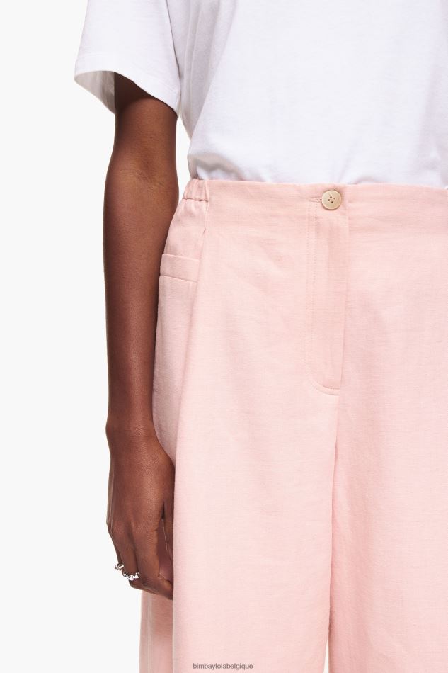 vêtements Bimba Y Lola pantalon en lin léger rose HV4486395