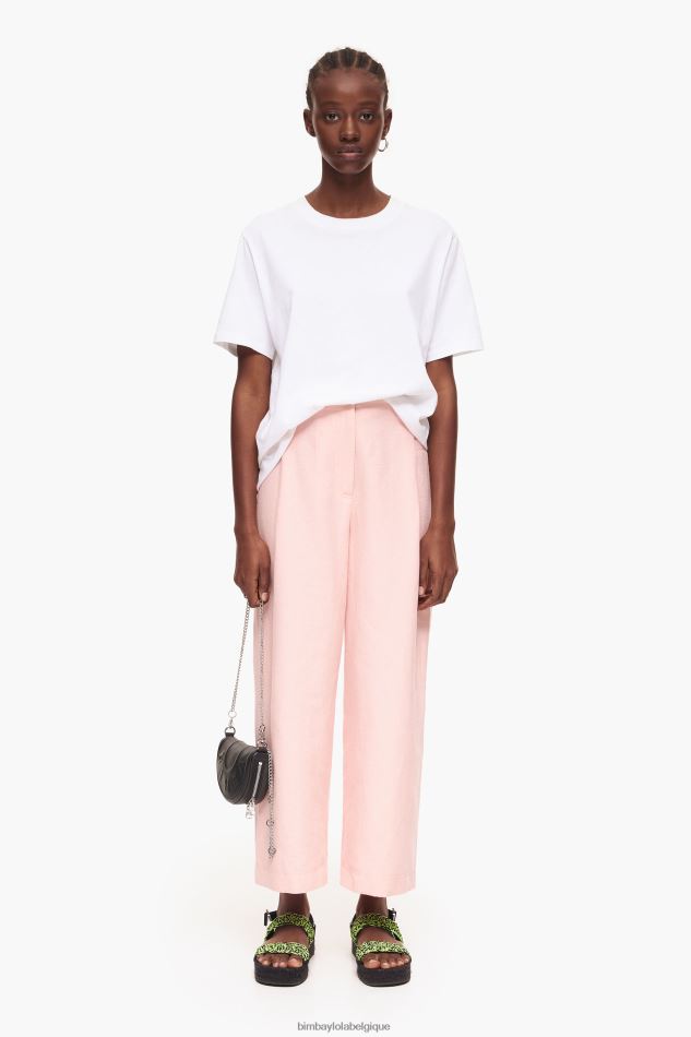 vêtements Bimba Y Lola pantalon en lin léger rose HV4486405