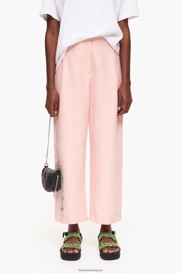 vêtements Bimba Y Lola pantalon en lin léger rose HV4486405