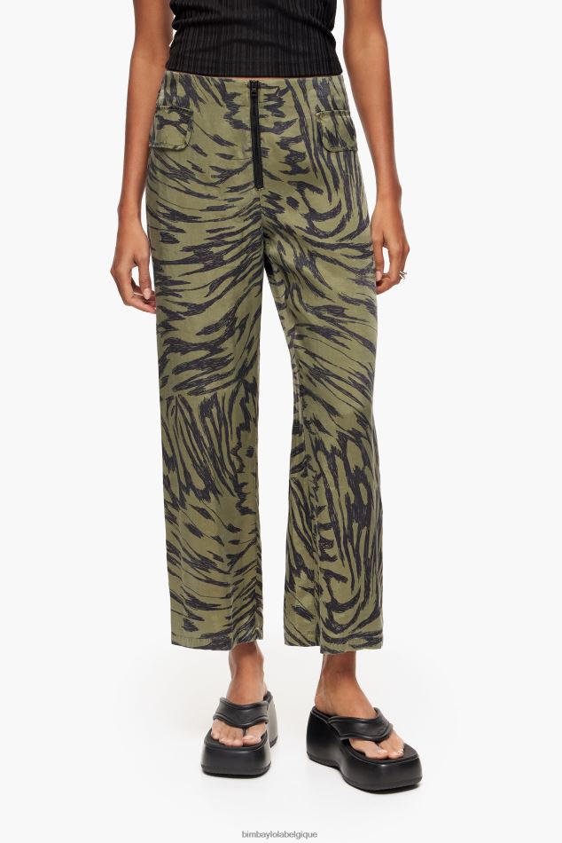 vêtements Bimba Y Lola pantalon kaki bicolore à ailes de papillon écoulement HV4486402