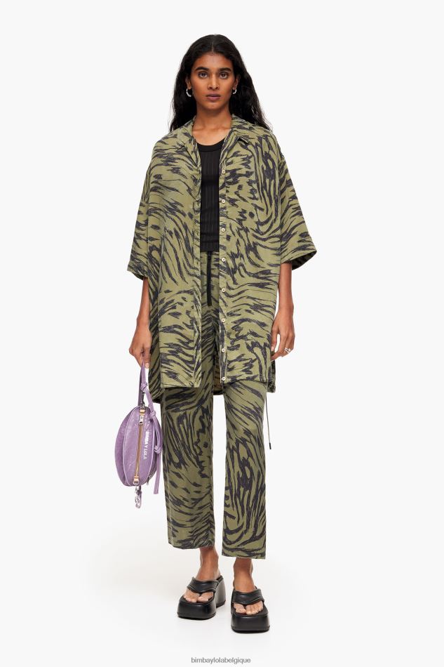 vêtements Bimba Y Lola pantalon kaki bicolore à ailes de papillon écoulement HV4486402