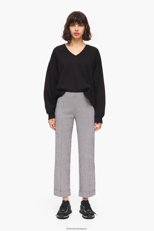 vêtements Bimba Y Lola pantalon évasé vichy noir HV4486415