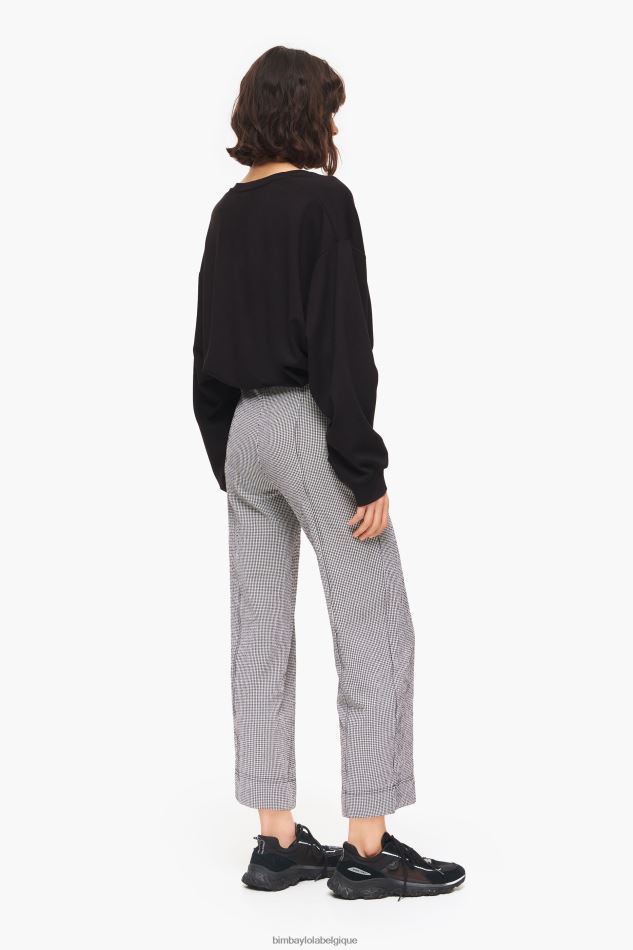 vêtements Bimba Y Lola pantalon évasé vichy noir HV4486415