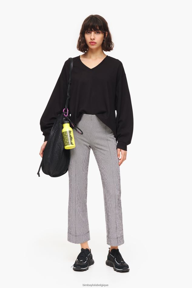 vêtements Bimba Y Lola pantalon évasé vichy noir HV4486415
