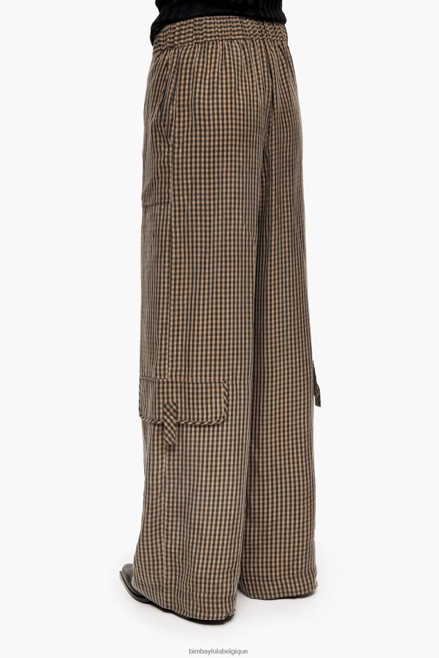 vêtements Bimba Y Lola pantalon vichy en cupro noir et marron HV4486438