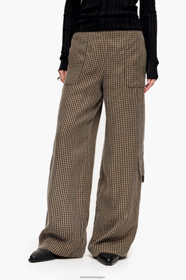 vêtements Bimba Y Lola pantalon vichy en cupro noir et marron HV4486438