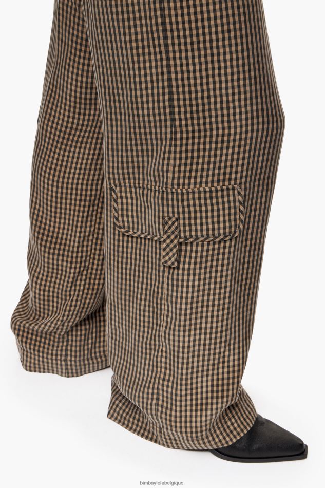 vêtements Bimba Y Lola pantalon vichy en cupro noir et marron HV4486438