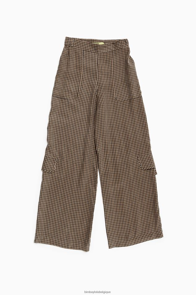 vêtements Bimba Y Lola pantalon vichy en cupro noir et marron HV4486438