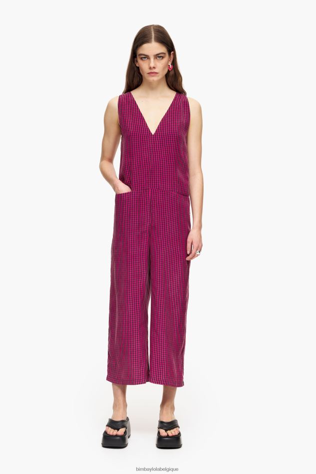 vêtements Bimba Y Lola combinaison fluide vichy fuchsia HV4486242