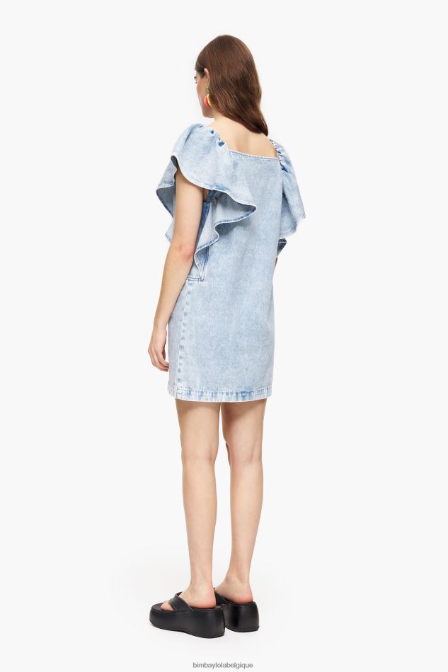 vêtements Bimba Y Lola mini-robe en jean clair bleu HV4486213