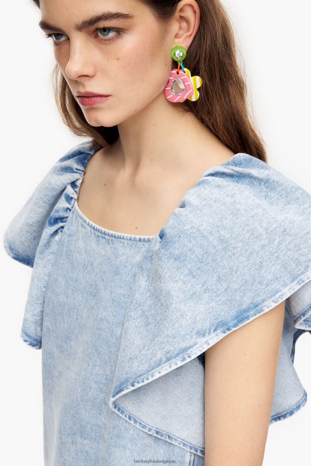 vêtements Bimba Y Lola mini-robe en jean clair bleu HV4486213