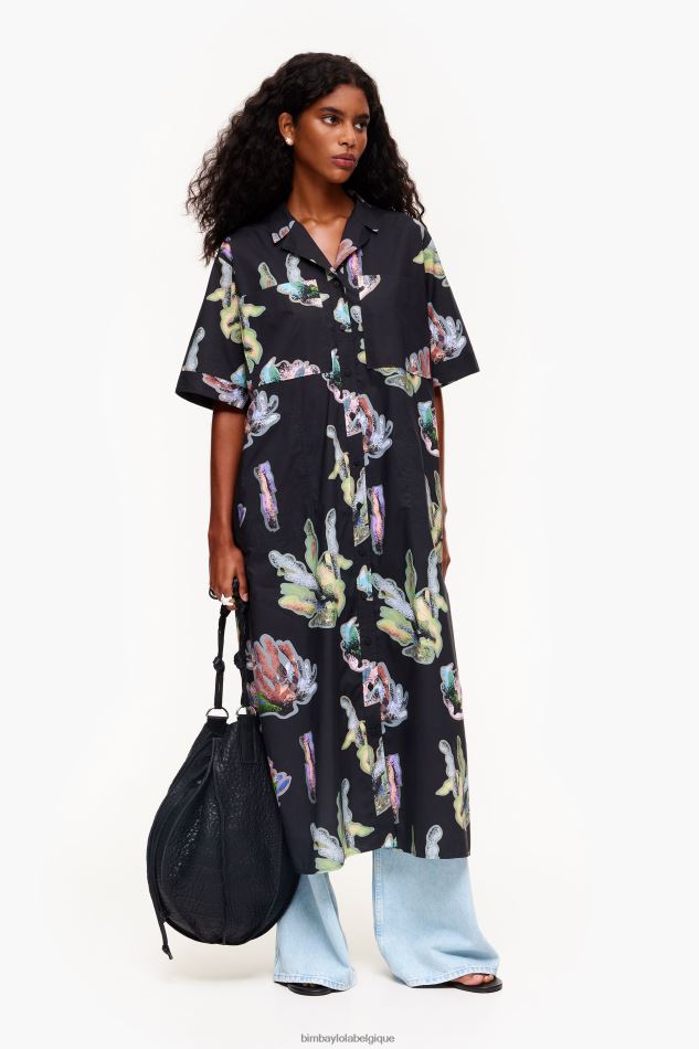 vêtements Bimba Y Lola robe-chemise à imprimé corail gris HV4486182