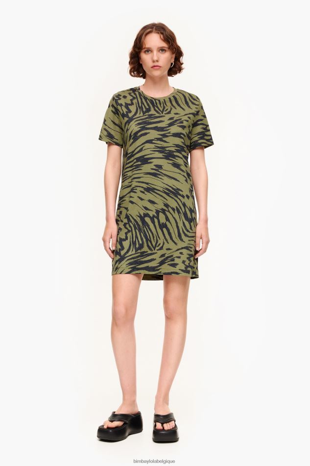 vêtements Bimba Y Lola robe courte aile de papillon bicolore kaki HV4486220