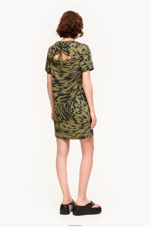 vêtements Bimba Y Lola robe courte aile de papillon bicolore kaki HV4486220