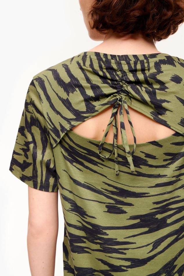 vêtements Bimba Y Lola robe courte aile de papillon bicolore kaki HV4486220