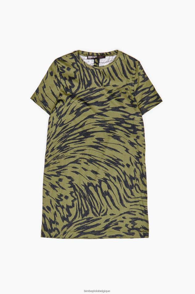 vêtements Bimba Y Lola robe courte aile de papillon bicolore kaki HV4486220