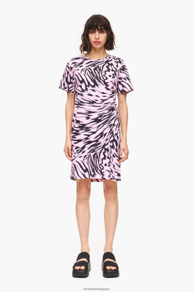 vêtements Bimba Y Lola robe courte aile de papillon bicolore rose HV4486219