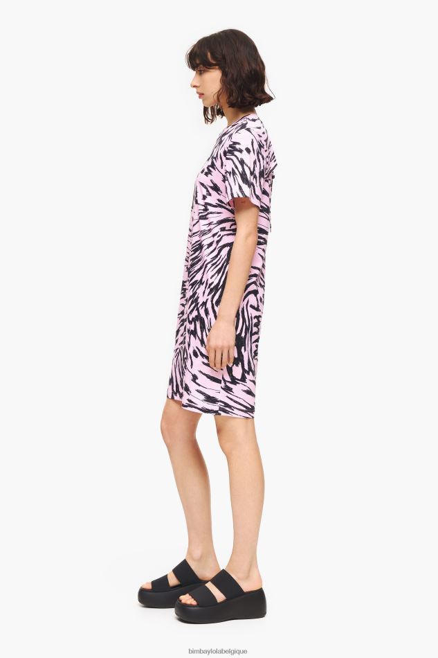 vêtements Bimba Y Lola robe courte aile de papillon bicolore rose HV4486219