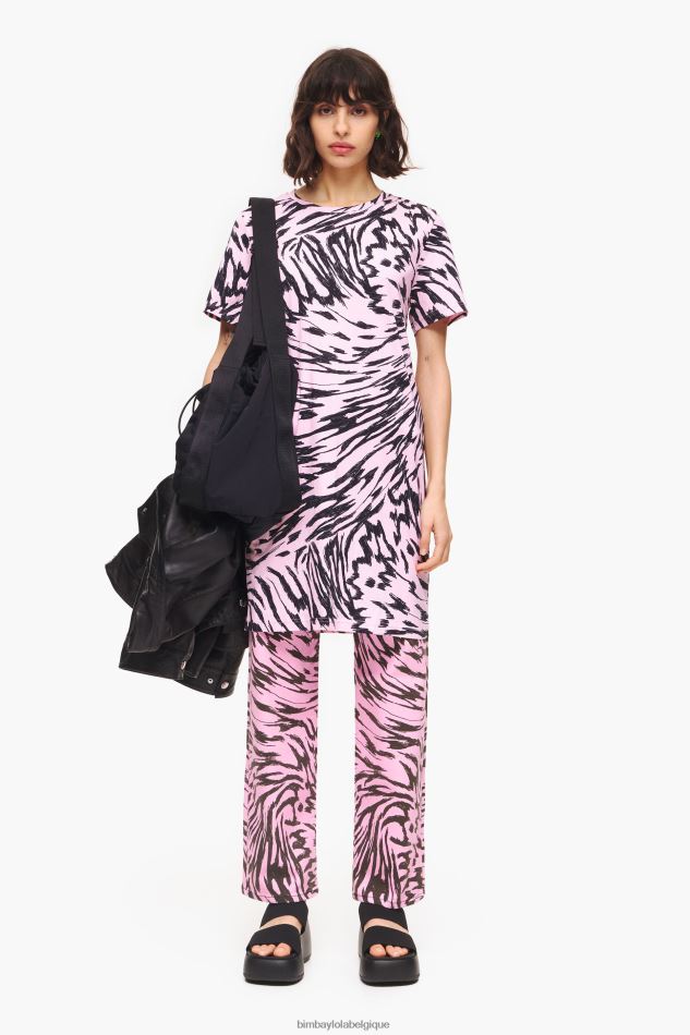 vêtements Bimba Y Lola robe courte aile de papillon bicolore rose HV4486219