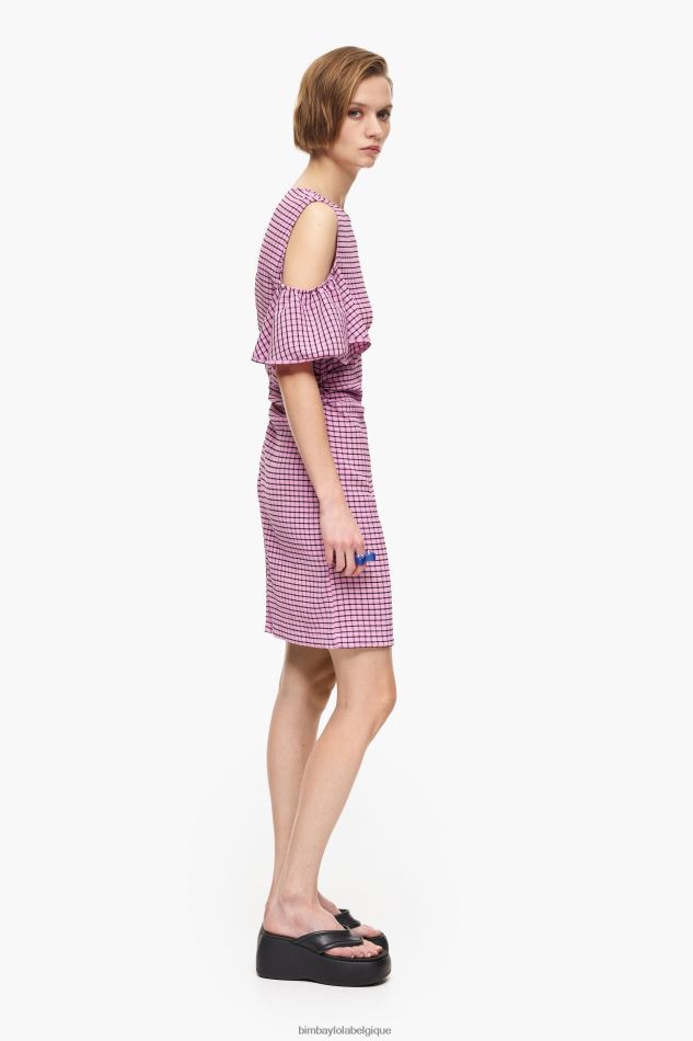 vêtements Bimba Y Lola robe courte ajustée à carreaux rose HV4486238