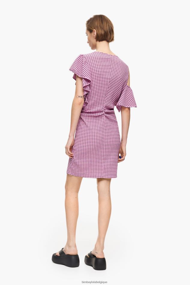 vêtements Bimba Y Lola robe courte ajustée à carreaux rose HV4486238