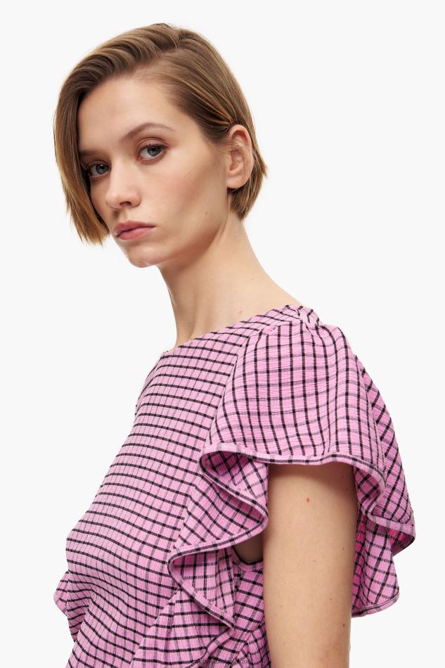 vêtements Bimba Y Lola robe courte ajustée à carreaux rose HV4486238