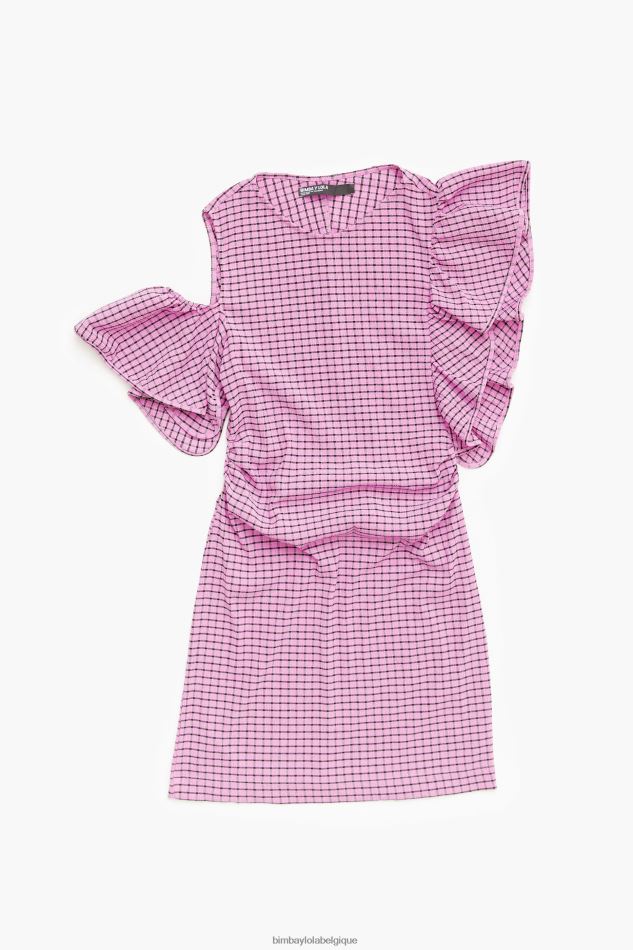 vêtements Bimba Y Lola robe courte ajustée à carreaux rose HV4486238
