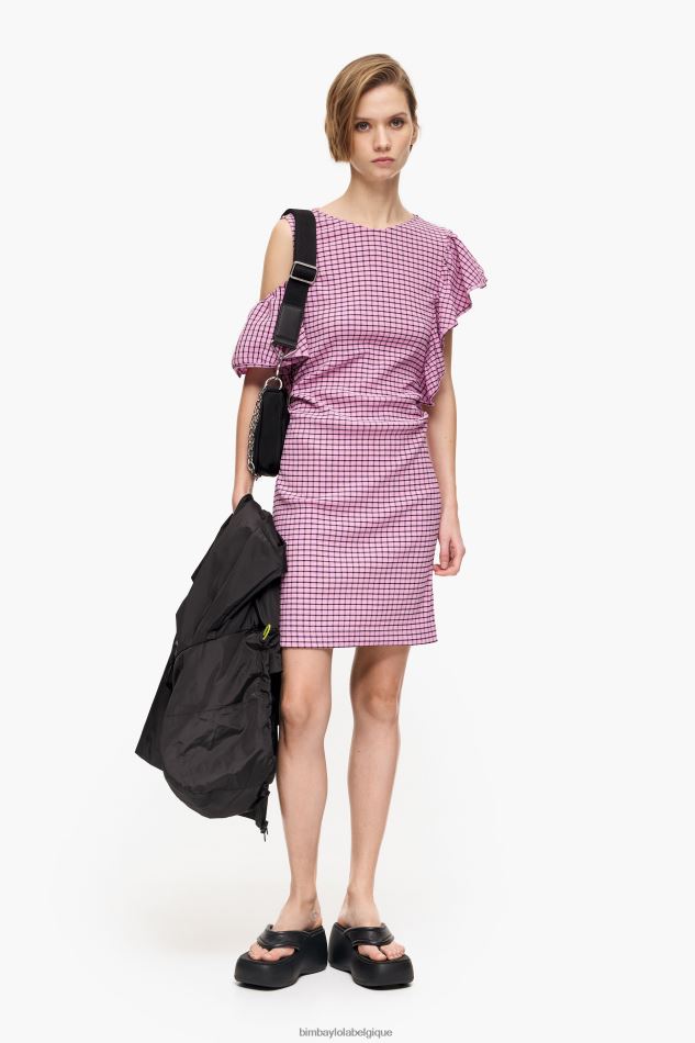 vêtements Bimba Y Lola robe courte ajustée à carreaux rose HV4486238