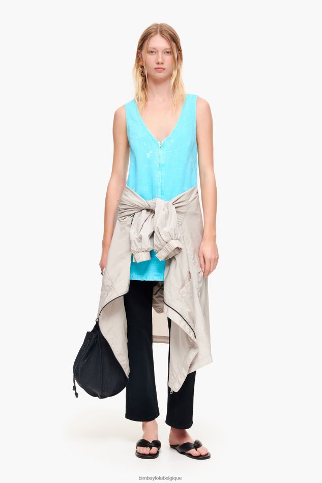 vêtements Bimba Y Lola robe courte en jean turquoise HV4486193