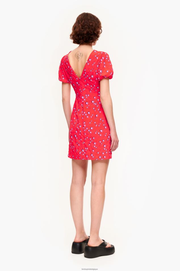 vêtements Bimba Y Lola robe courte à petits cœurs rouge HV4486205