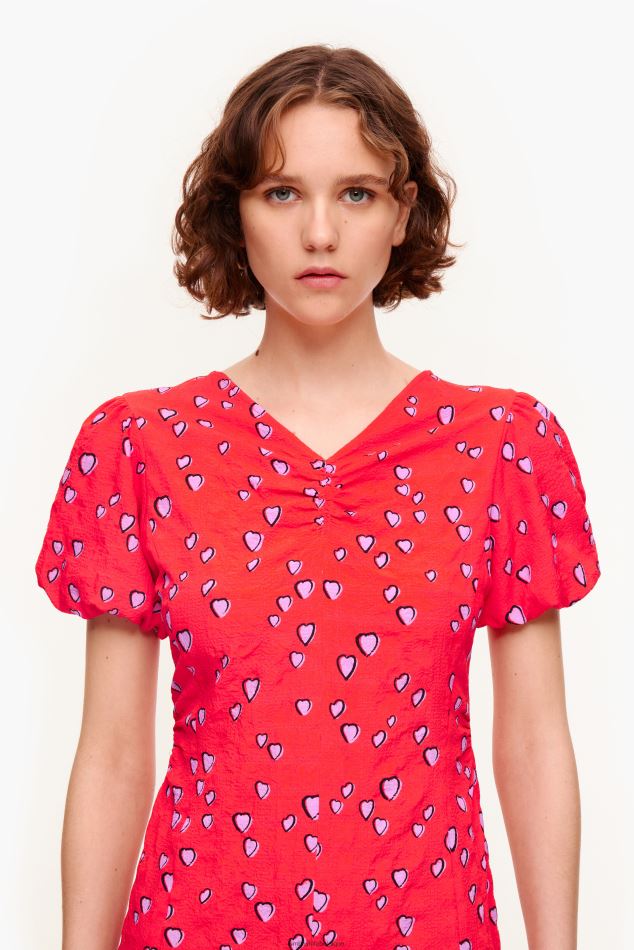 vêtements Bimba Y Lola robe courte à petits cœurs rouge HV4486205