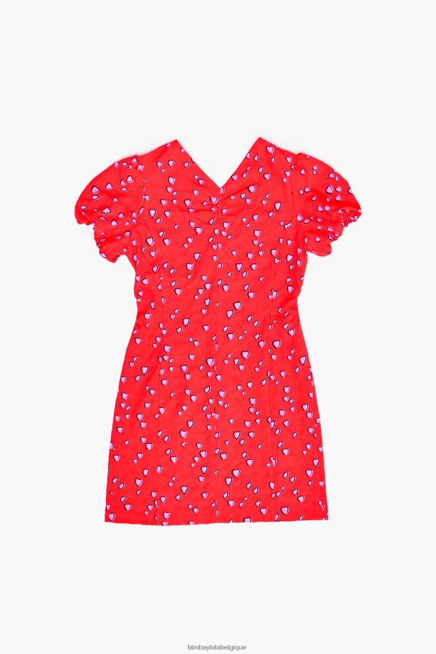 vêtements Bimba Y Lola robe courte à petits cœurs rouge HV4486205