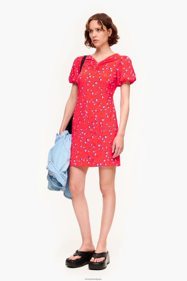 vêtements Bimba Y Lola robe courte à petits cœurs rouge HV4486205