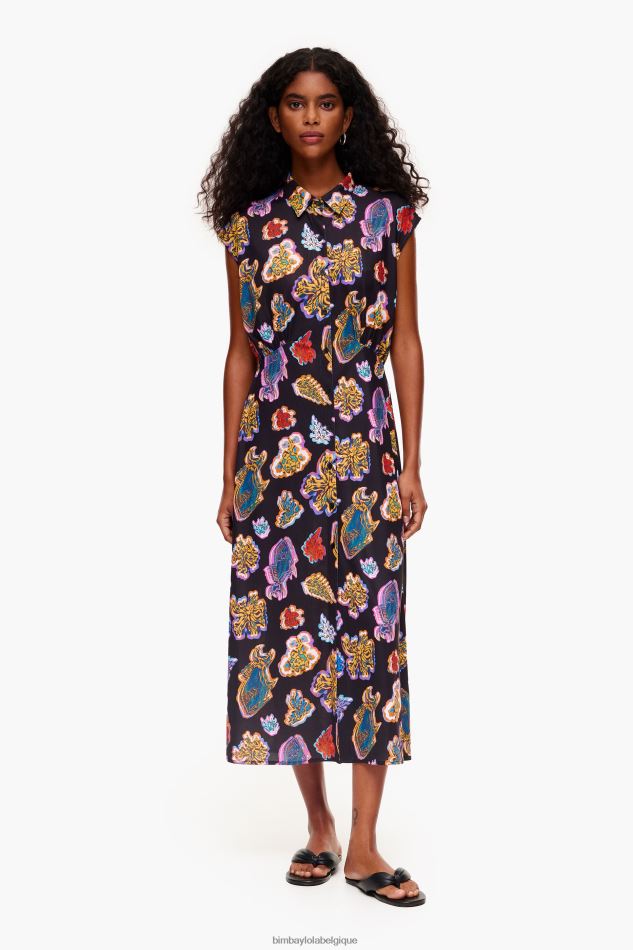 vêtements Bimba Y Lola robe de mer longue poisson noir HV4486176