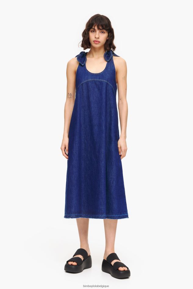 vêtements Bimba Y Lola robe en jean foncé a-ligne bleu HV4486202