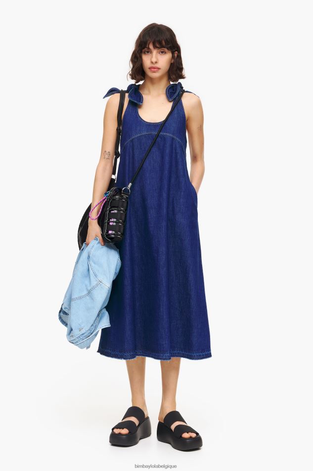vêtements Bimba Y Lola robe en jean foncé a-ligne bleu HV4486202