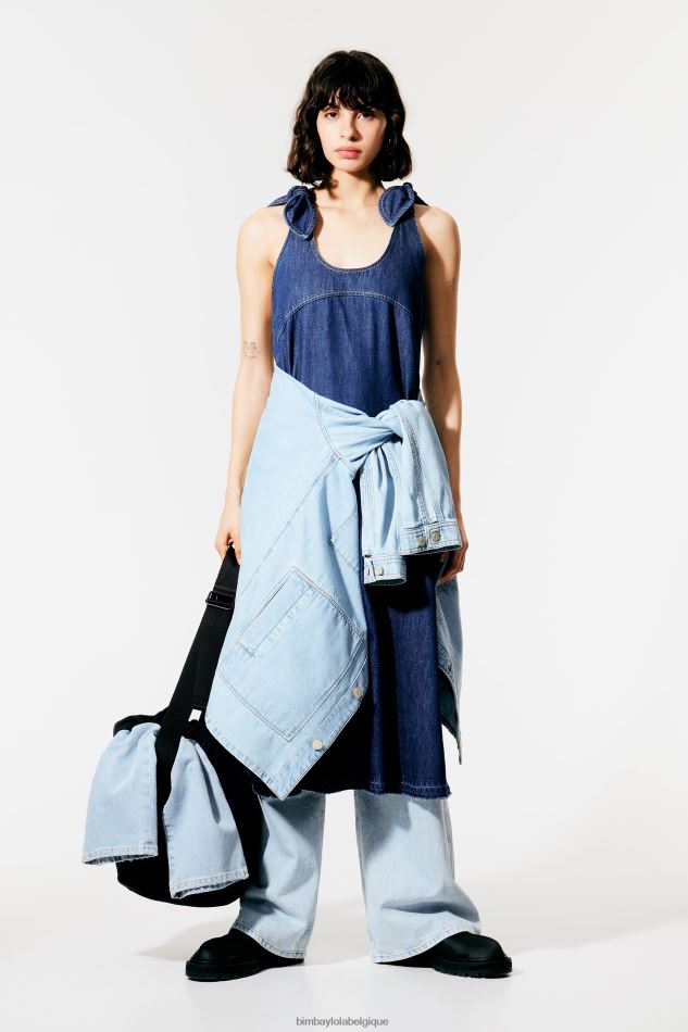 vêtements Bimba Y Lola robe en jean foncé a-ligne bleu HV4486510