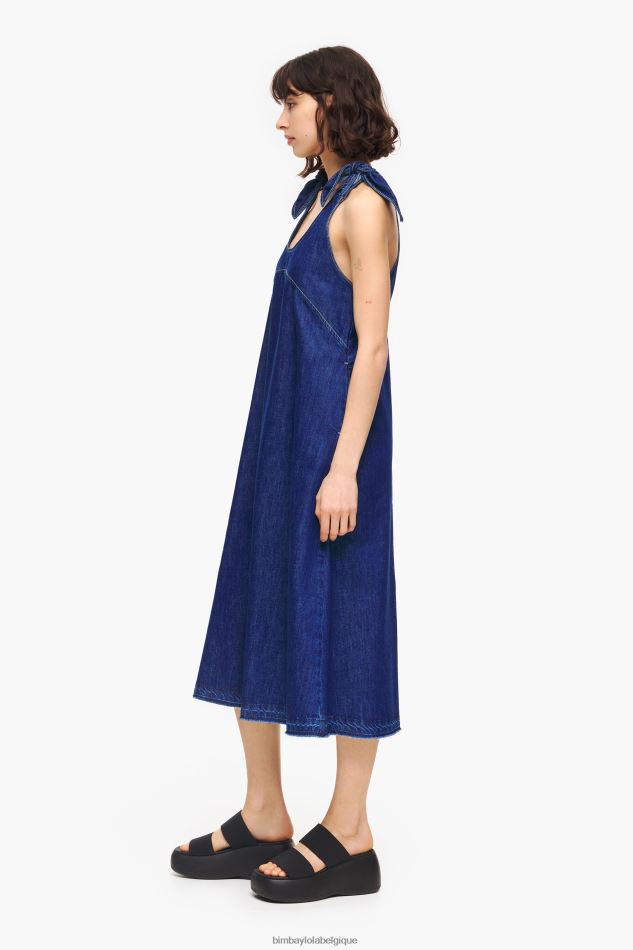 vêtements Bimba Y Lola robe en jean foncé a-ligne bleu HV4486513