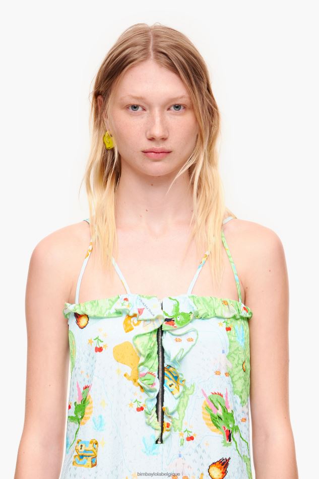 vêtements Bimba Y Lola robe fluide à imprimé game vigo bleu HV4486196