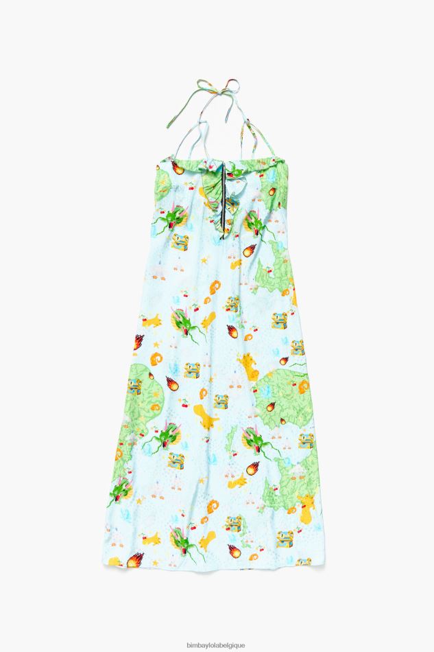 vêtements Bimba Y Lola robe fluide à imprimé game vigo bleu HV4486196