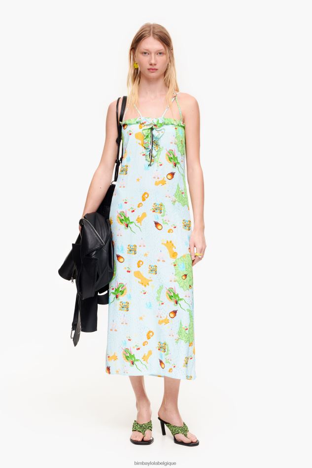 vêtements Bimba Y Lola robe fluide à imprimé game vigo bleu HV4486196