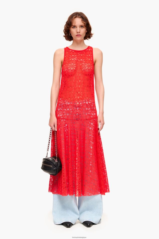 vêtements Bimba Y Lola robe longue ajourée corail HV4486207