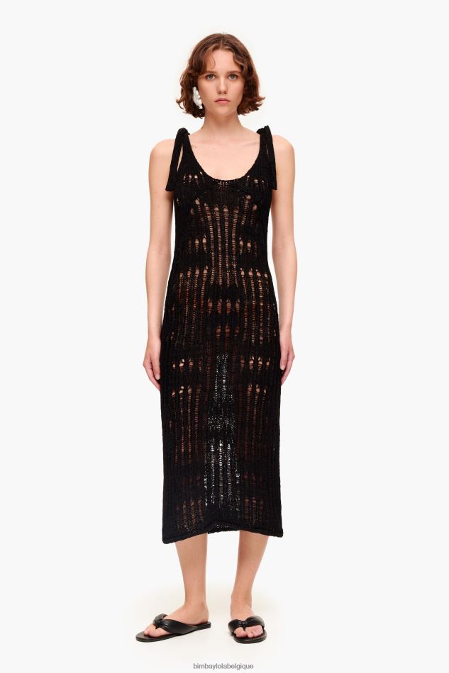 vêtements Bimba Y Lola robe longue au crochet noir HV4486175